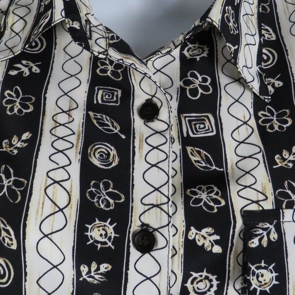 Truffles* Women's Long Sleeve Button Down Curved Hem Pad Shoulders Blouse~ Large - Picture 5 of 9